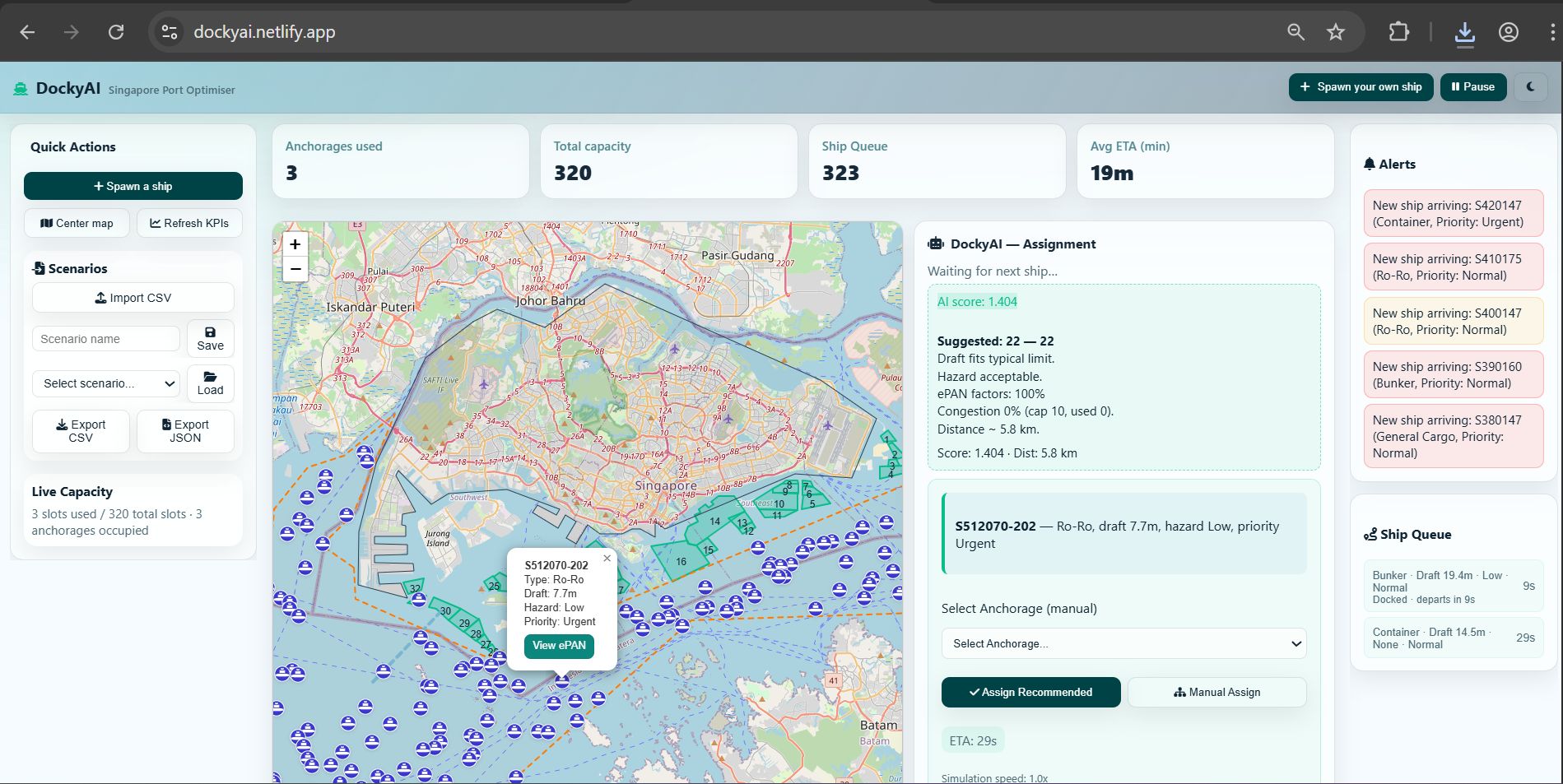 DockyAI optimization dashboard